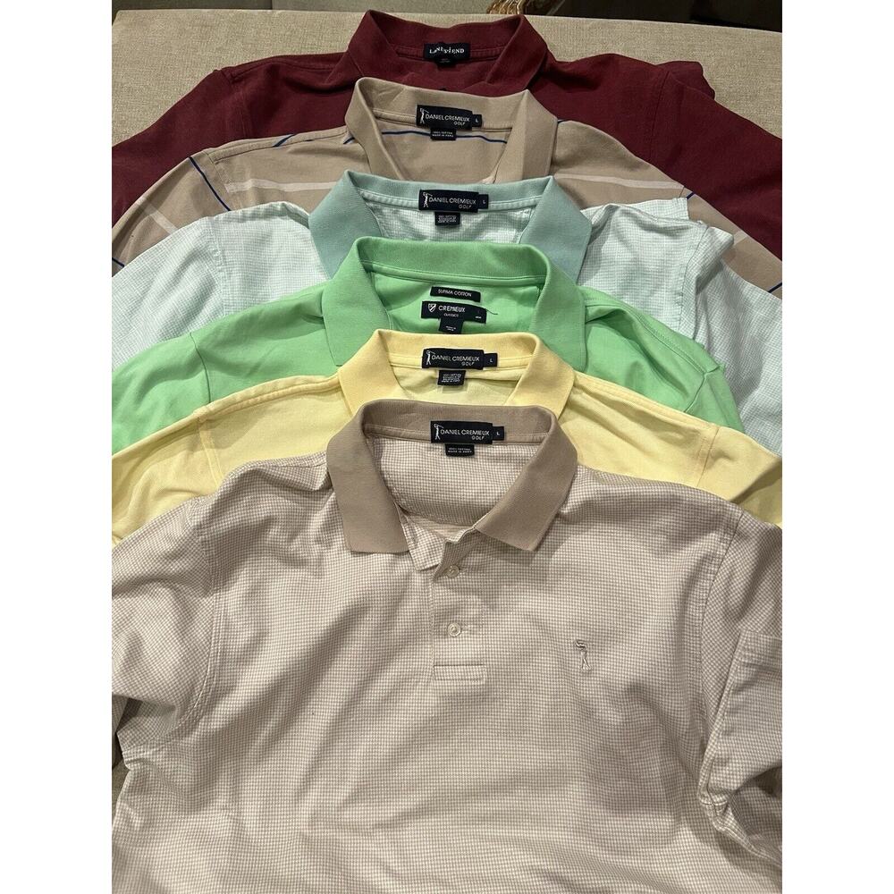 Lot Of 6 Daniel Cremieux Lands End Men’s Size Lg Golf Short Sleeve
